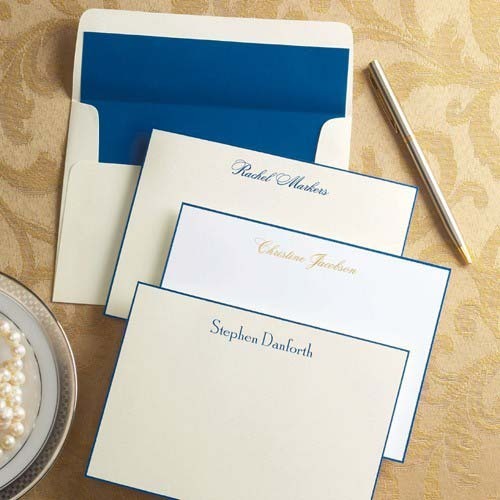 Navy Bliss Flat Hand-Bordered Note Cards